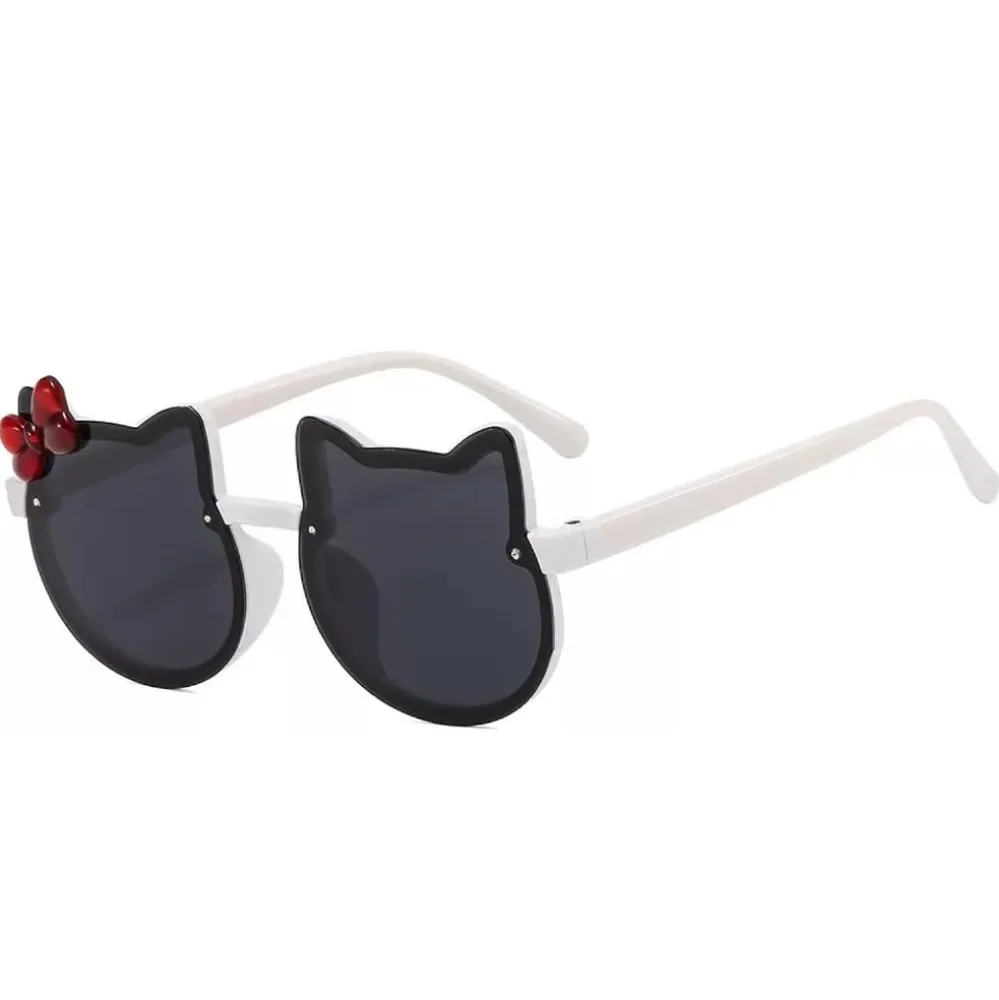 Hello Kitty Cat-Ear Sunglasses with Red Bow And Hard Shell Zipper Carrying Case